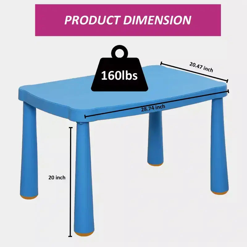 Table d'activités rectangulaire en plastique de haute qualité pour enfants, adaptée à l'école et à la maison