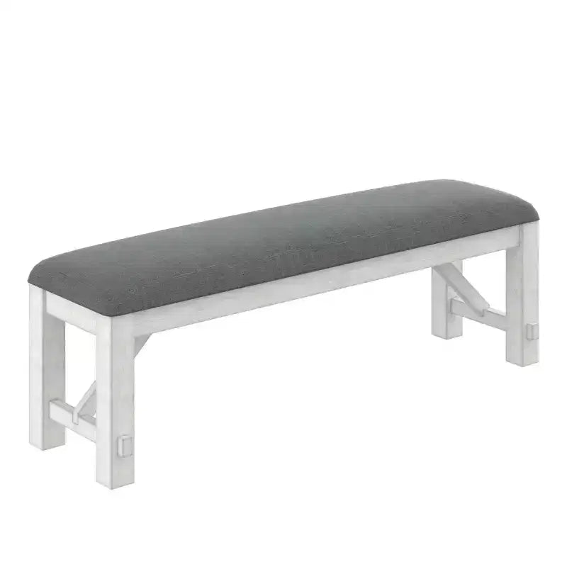 VECELO Rubber Wood Dining Bench, Upholstered Footstool, Bedside Stool for Dining Room or Kitchen, Gray