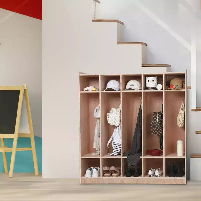 Casier de rangement scolaire à 5 sections, Casiers de rangement pour salle de classe, Casiers en bois taille enfant pour la maternelle, la maison, l'école