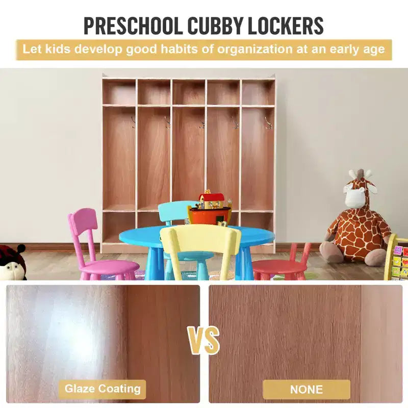 Casier de rangement scolaire à 5 sections, Casiers de rangement pour salle de classe, Casiers en bois taille enfant pour la maternelle, la maison, l'école