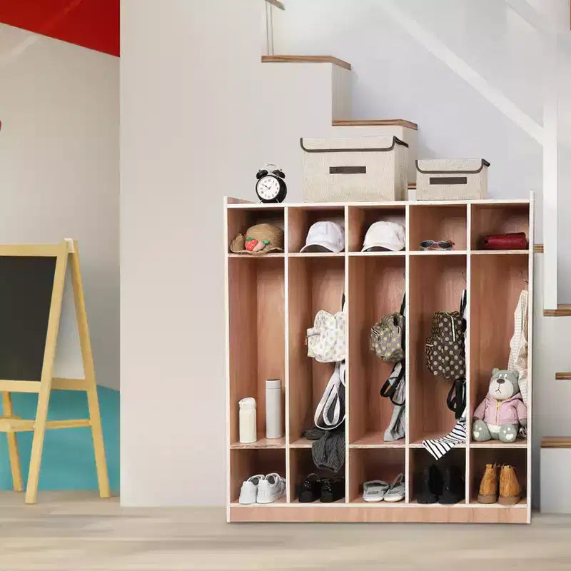 Casier de rangement scolaire à 5 sections, Casiers de rangement pour salle de classe, Casiers en bois taille enfant pour la maternelle, la maison, l'école