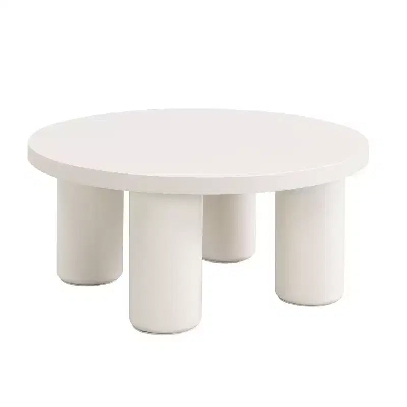 Table basse moderne, base sculpturale en colonne romaine et plateau en verre, table d'appoint, table basse irrégulière pour salon