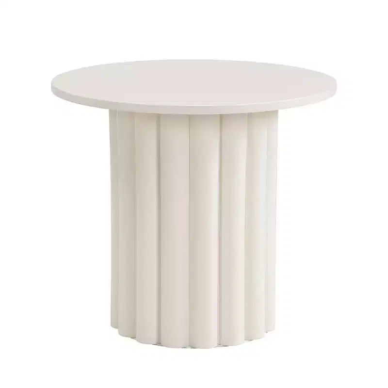 Table basse moderne, base sculpturale en colonne romaine et plateau en verre, table d'appoint, table basse irrégulière pour salon