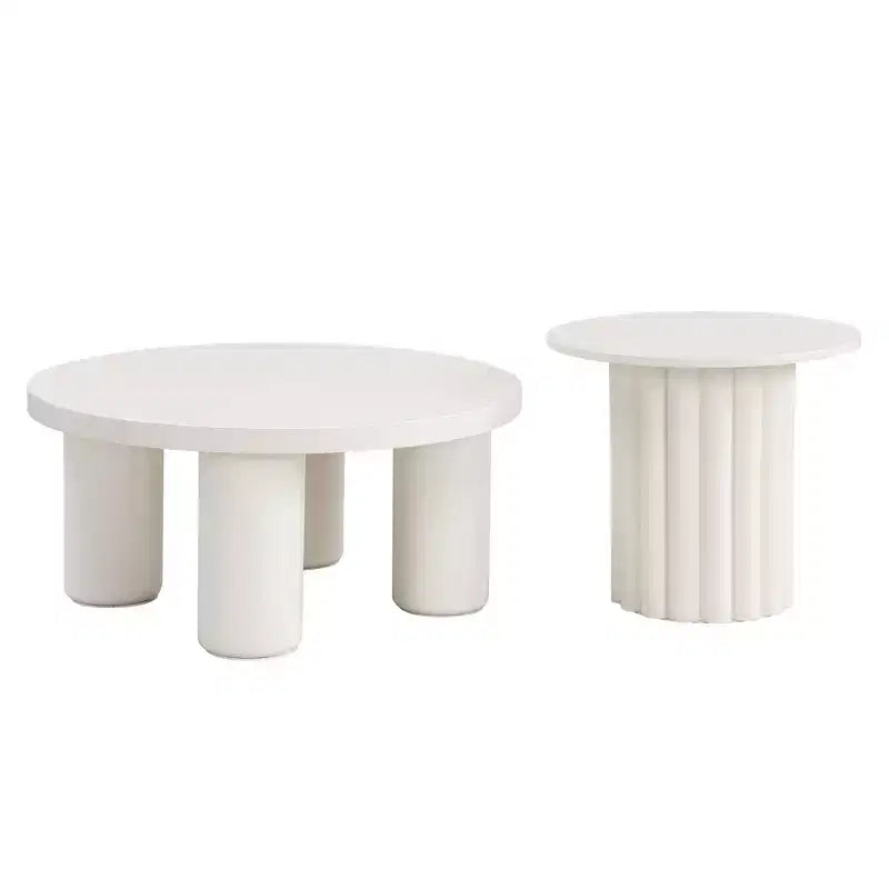 Table basse moderne, base sculpturale en colonne romaine et plateau en verre, table d'appoint, table basse irrégulière pour salon