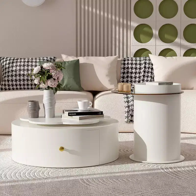 Table basse moderne, base sculpturale en colonne romaine et plateau en verre, table d'appoint, table basse irrégulière pour salon