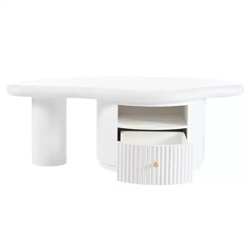 Tables basses nuage modernes, table basse de forme irrégulière avec 2 tiroirs et 2 petits tabourets