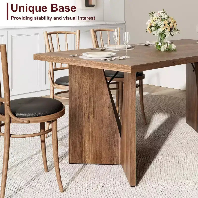 Table de salle à manger de ferme de 180 cm pour 6 personnes, table de cuisine rectangulaire en bois épais avec cadre durable, idéale pour la salle à manger, la cuisine, le bureau