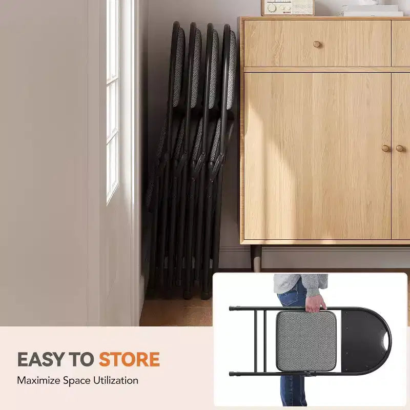 Lot de 4 Chaises Pliantes Rembourrées en Tissu, Chaises Pliantes en Métal avec Dossier Rembourré, Capacité de 159 kg, pour Événements Intérieurs et Extérieurs, Usage Commercial