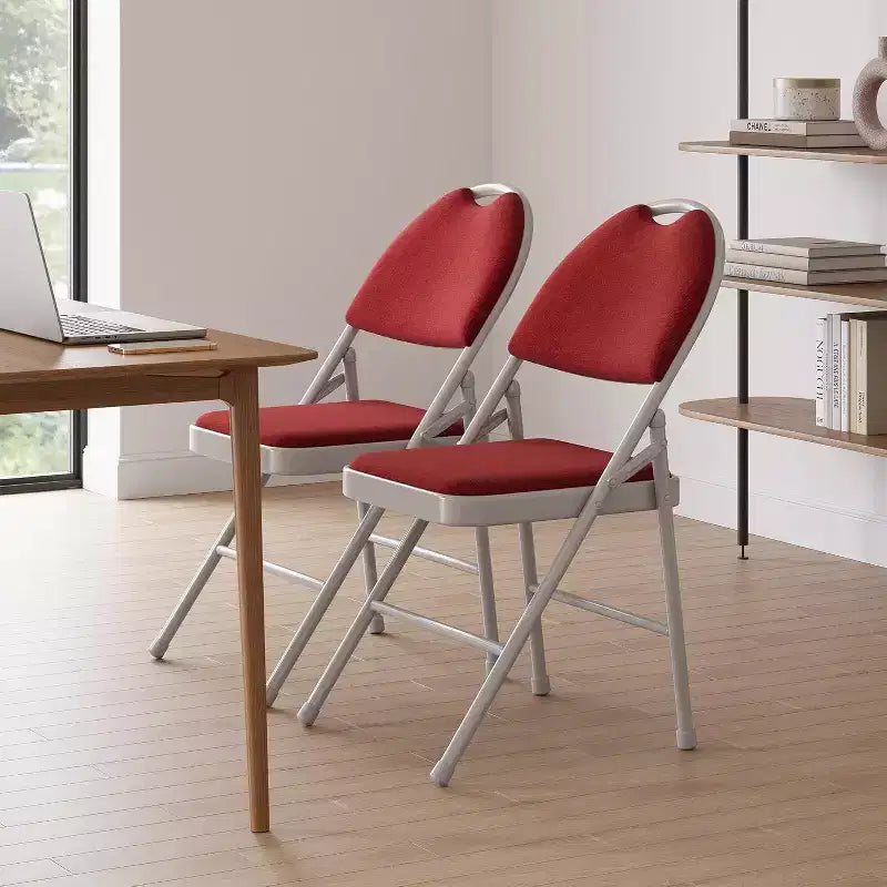 Lot de 4 Chaises Pliantes Rembourrées en Tissu, Chaises Pliantes en Métal avec Dossier Rembourré, Capacité de 159 kg, pour Événements Intérieurs et Extérieurs, Usage Commercial