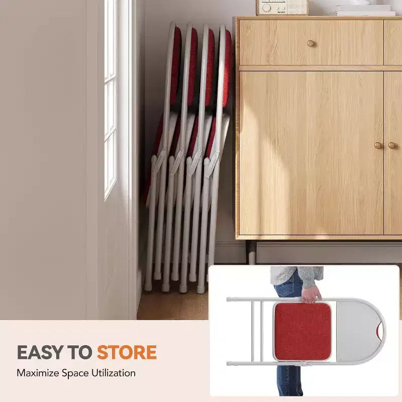 Lot de 4 Chaises Pliantes Rembourrées en Tissu, Chaises Pliantes en Métal avec Dossier Rembourré, Capacité de 159 kg, pour Événements Intérieurs et Extérieurs, Usage Commercial