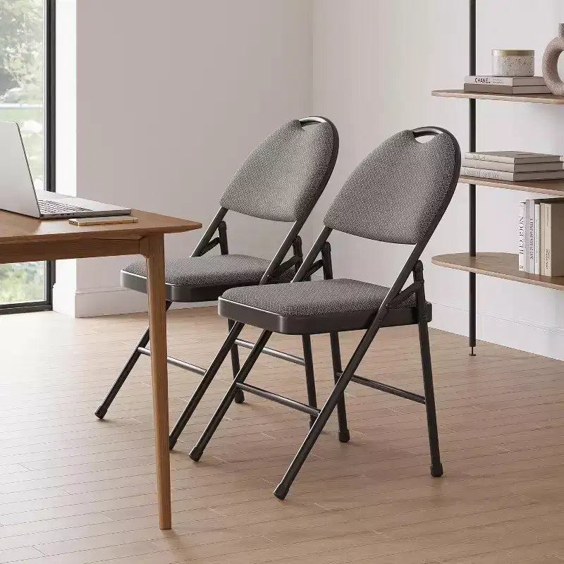 Lot de 4 Chaises Pliantes Rembourrées en Tissu, Chaises Pliantes en Métal avec Dossier Rembourré, Capacité de 159 kg, pour Événements Intérieurs et Extérieurs, Usage Commercial