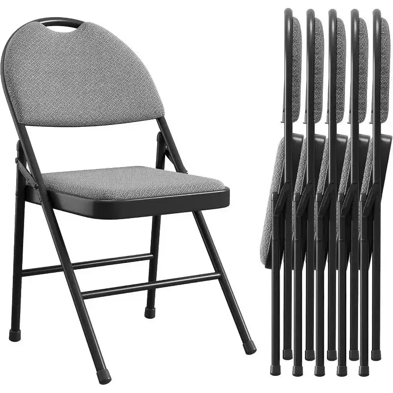 Lot de 4 Chaises Pliantes Rembourrées en Tissu, Chaises Pliantes en Métal avec Dossier Rembourré, Capacité de 159 kg, pour Événements Intérieurs et Extérieurs, Usage Commercial
