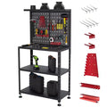 Workbench with Pegboard, Desktop Capicity , Heavy-Duty Steel Garage Workbench- with Hanging Kits and Storage Shelves, for Workshop, Garage