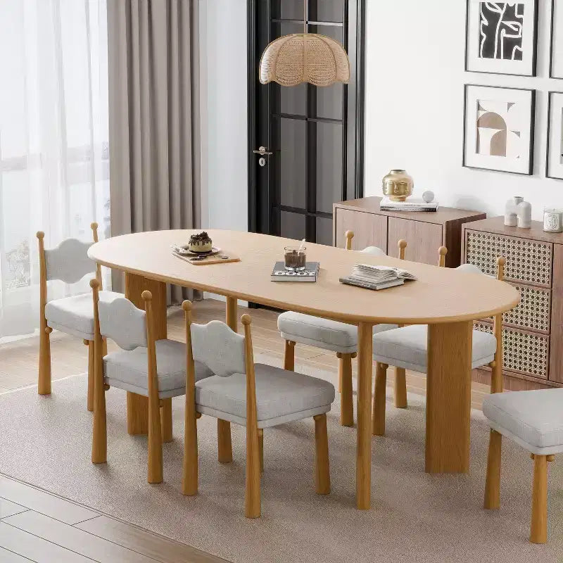 Table de salle à manger ovale 67 x 33,5 en chêne massif de style ferme pour salles à manger modernes