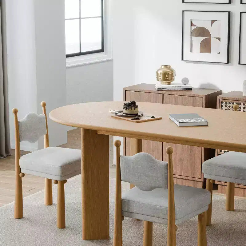 Table de salle à manger ovale 67 x 33,5 en chêne massif de style ferme pour salles à manger modernes