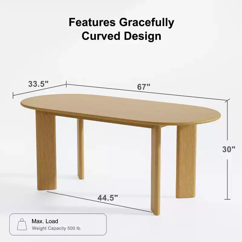 Table de salle à manger ovale 67 x 33,5 en chêne massif de style ferme pour salles à manger modernes