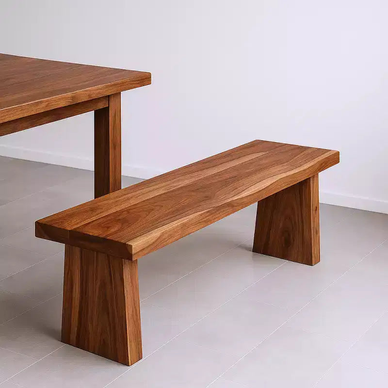 Banc de salle à manger en bois massif marron à bords naturels 75 po