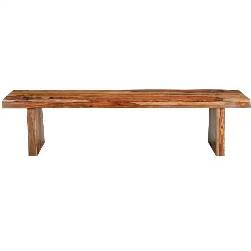 Banc de salle à manger en bois massif marron à bords naturels 75 po
