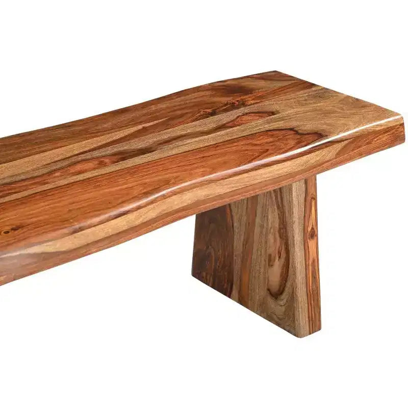 Banc de salle à manger en bois massif marron à bords naturels 75 po