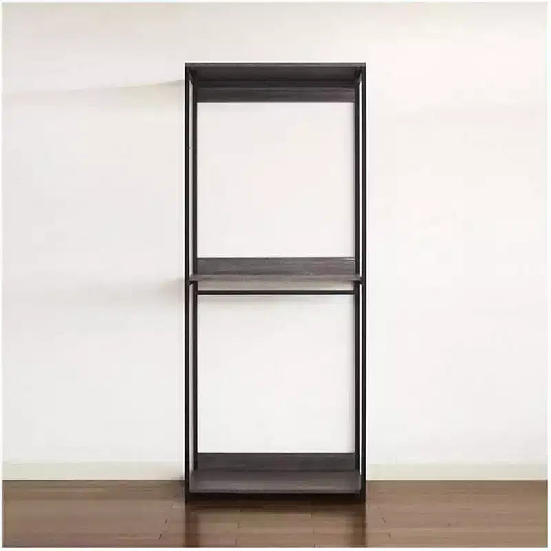 Meuble de rangement pour dressing en bois composite noir, 77,7 po (H) x 111 po (L), avec bacs de rangement