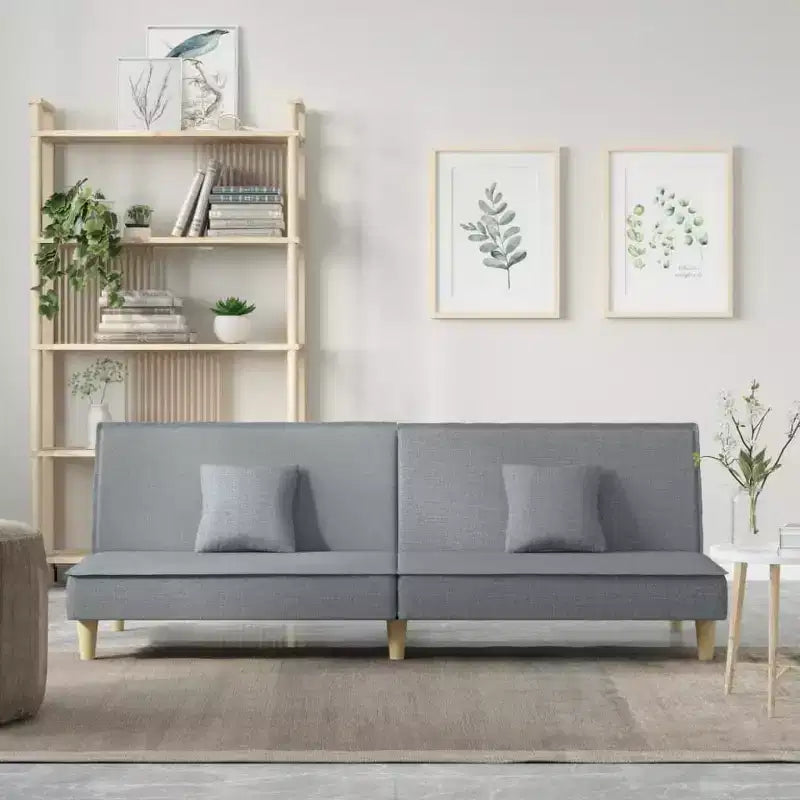Canapé-lit Tissu gris clair (100 % polyester), contreplaqué, densité moyenne