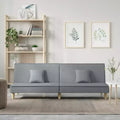 Canapé-lit Tissu gris clair (100 % polyester), contreplaqué, densité moyenne