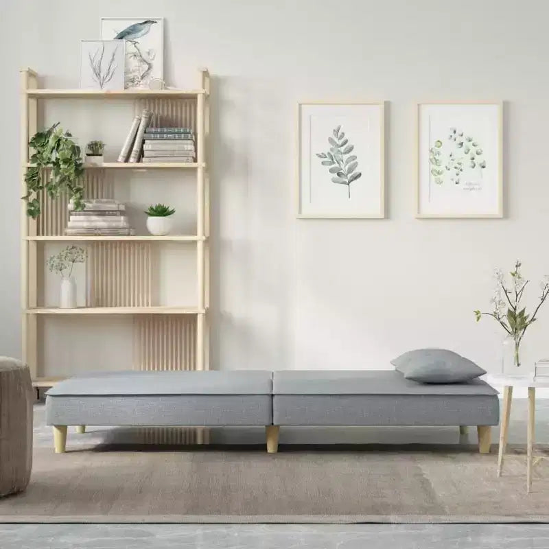 Canapé-lit Tissu gris clair (100 % polyester), contreplaqué, densité moyenne