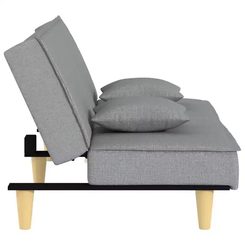 Canapé-lit Tissu gris clair (100 % polyester), contreplaqué, densité moyenne