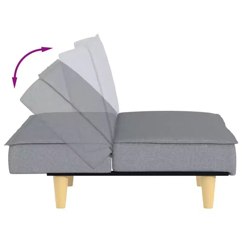 Canapé-lit Tissu gris clair (100 % polyester), contreplaqué, densité moyenne