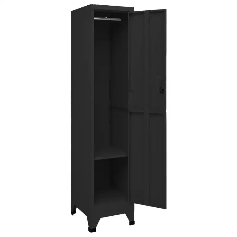Armoire de rangement casier en acier noir de taille moyenne, rectangulaire