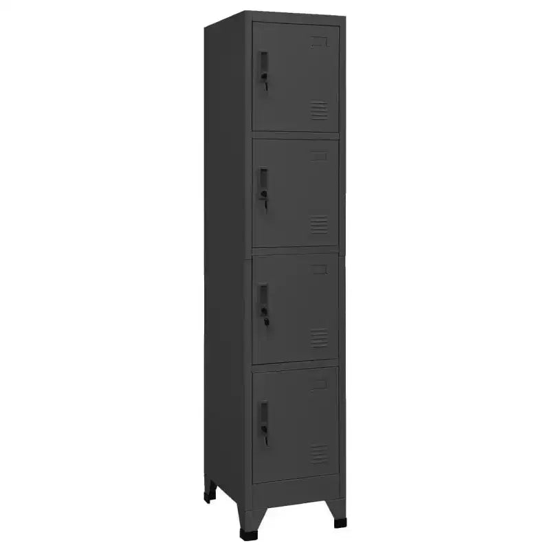 Armoire Vestiaire | Acier | Anthracite | 15x17.7x70.9 | 4 Portes Verrouillables | Porte-Étiquettes | Solution de Rangement pour Bureau, École, Salle de Sport
