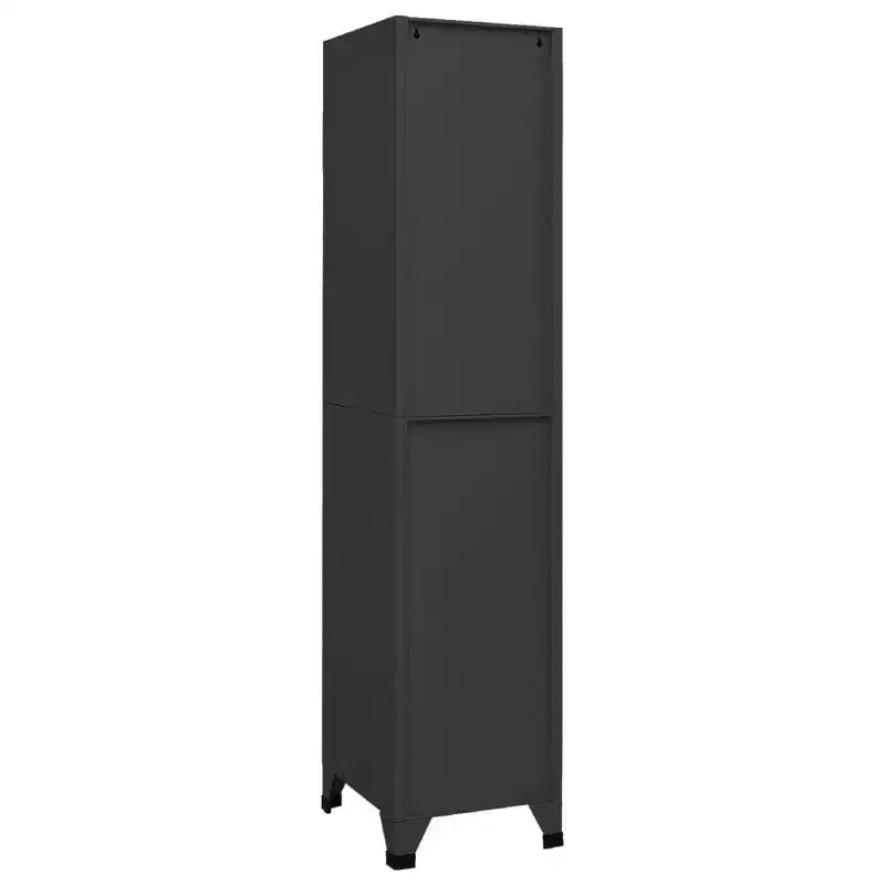Armoire Vestiaire | Acier | Anthracite | 15x17.7x70.9 | 4 Portes Verrouillables | Porte-Étiquettes | Solution de Rangement pour Bureau, École, Salle de Sport
