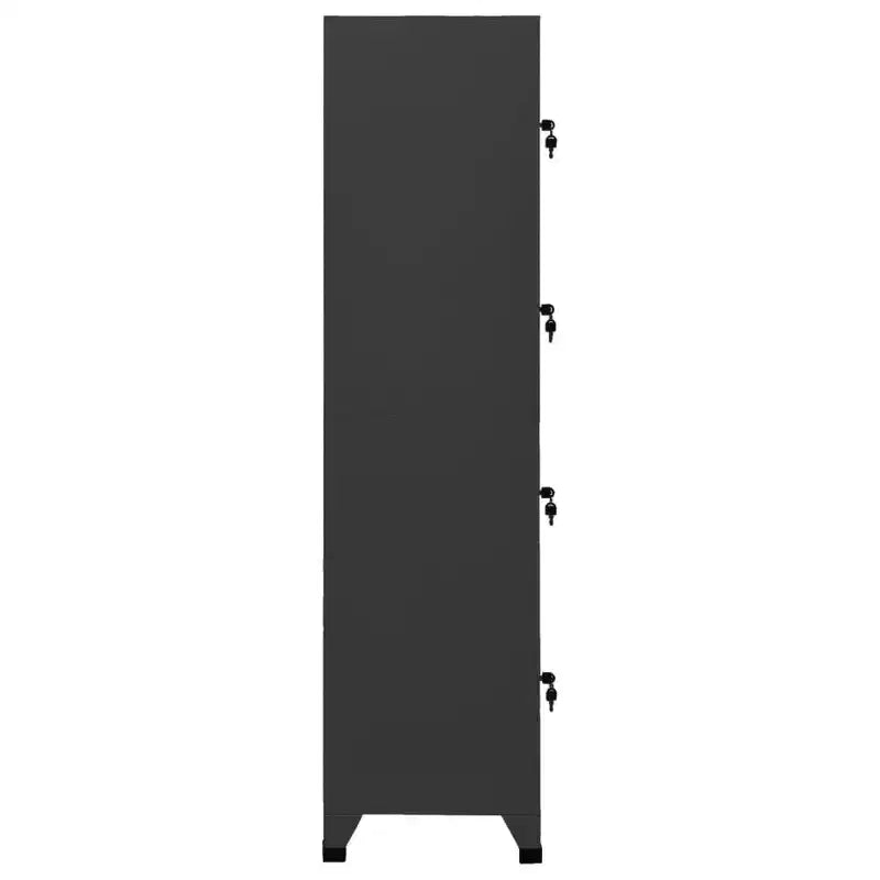 Armoire Vestiaire | Acier | Anthracite | 15x17.7x70.9 | 4 Portes Verrouillables | Porte-Étiquettes | Solution de Rangement pour Bureau, École, Salle de Sport