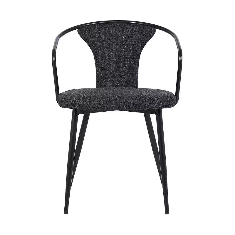 Chaise de salle à manger contemporaine Francis, finition thermolaquée noire et tissu noir