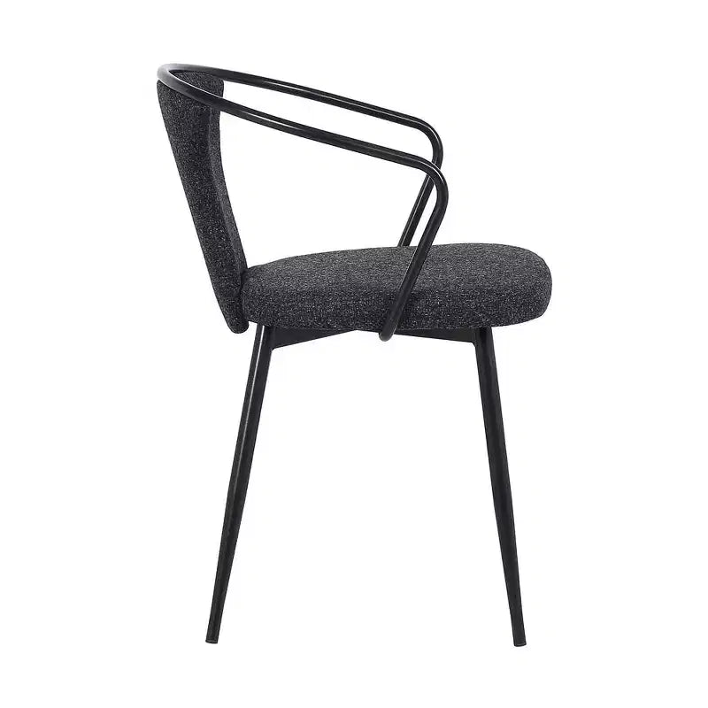 Chaise de salle à manger contemporaine Francis, finition thermolaquée noire et tissu noir