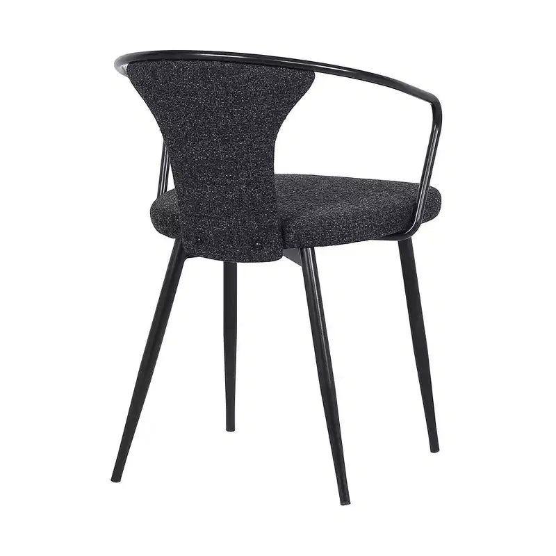 Chaise de salle à manger contemporaine Francis, finition thermolaquée noire et tissu noir