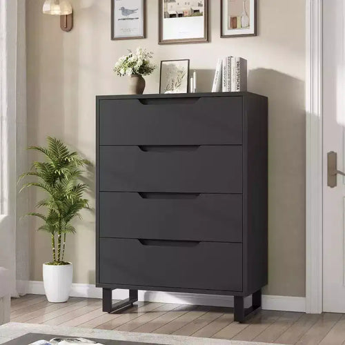 4 Dresser For Bedroom, 41.5 Tall Dresser, Freestanding Vertical Drawer Cabinet With Storage, Wooden Closet Storage Chest For Living Room