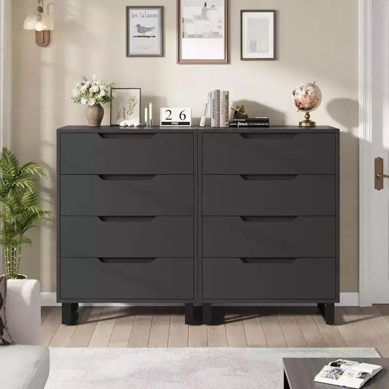 4 commodes de chambre, commode haute de 105 cm, meuble à tiroirs vertical indépendant avec rangement, commode de rangement en bois pour salon