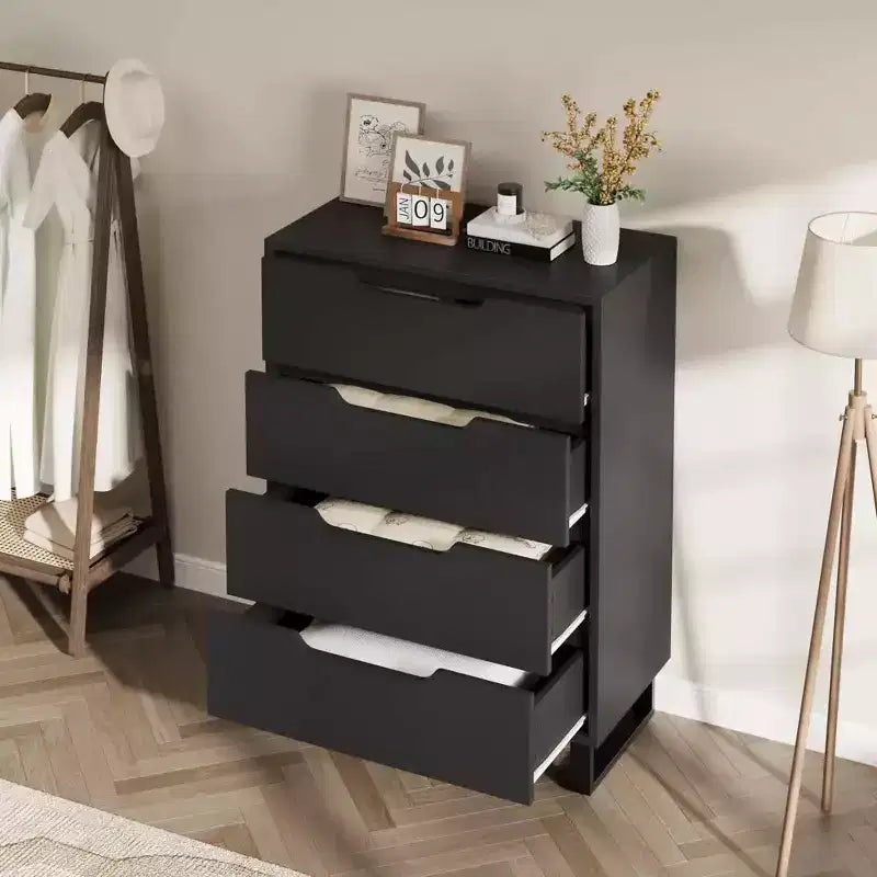 4 commodes de chambre, commode haute de 105 cm, meuble à tiroirs vertical indépendant avec rangement, commode de rangement en bois pour salon