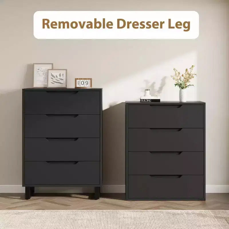 4 commodes de chambre, commode haute de 105 cm, meuble à tiroirs vertical indépendant avec rangement, commode de rangement en bois pour salon
