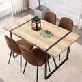 Rustic Industrial Dining Table For 4-6 Person, With 1.5in Thick Engineered Tabletop & Black Metal Legs, Rectangular Wood Desk For Kitchen Living Room