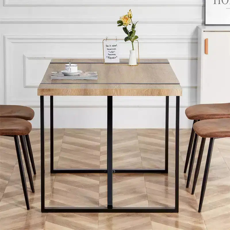 Table de salle à manger rustique industrielle pour 4 à 6 personnes, avec plateau en bois d'ingénierie de 3,8 cm d'épaisseur et pieds en métal noir, bureau rectangulaire en bois pour cuisine et salon