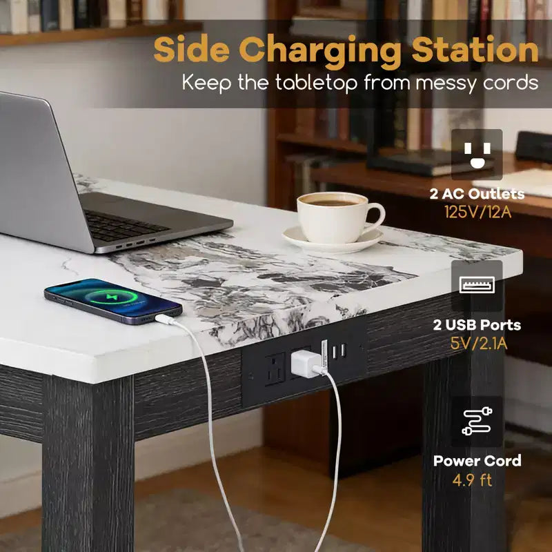 Ensemble table de bar 3 pièces avec station de charge Table de petit-déjeuner moderne hauteur comptoir