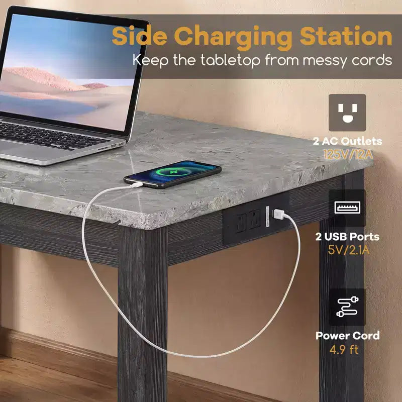 Ensemble table de bar 3 pièces avec station de charge Table de petit-déjeuner moderne hauteur comptoir