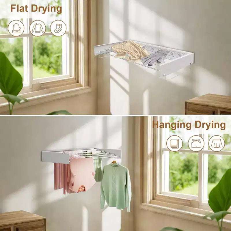 Séchoir à linge, étendoir mural pliable en alliage, rétractable, pour gain de place