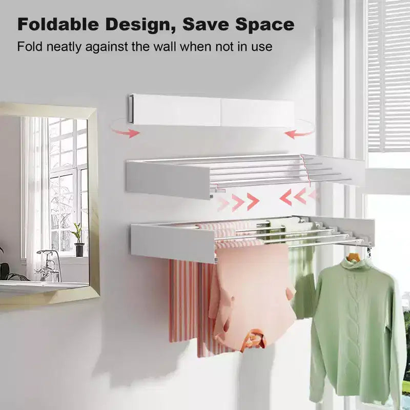 Séchoir à linge, étendoir mural pliable en alliage, rétractable, pour gain de place