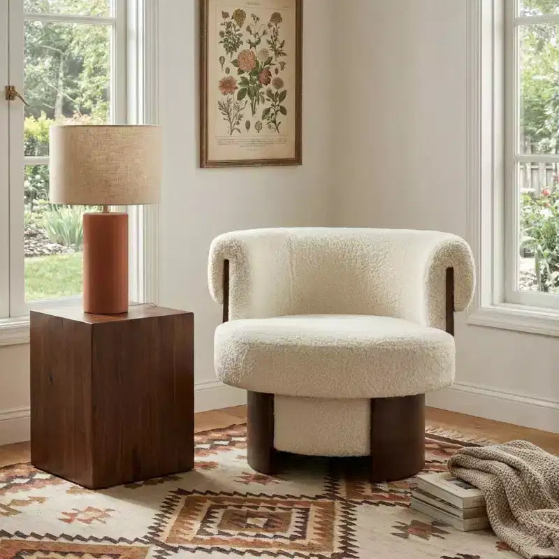 Fauteuil pivotant à 360°, fauteuil baril, fauteuil simple, fauteuil club rembourré, fauteuil de salon