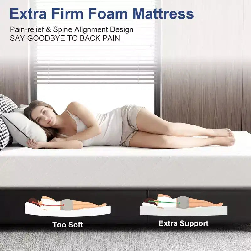 Matelas très ferme King Size 25 cm, matelas en mousse haute densité Premier en boîte, matelas de soutien pour le mal de dos, soulagement de la pression