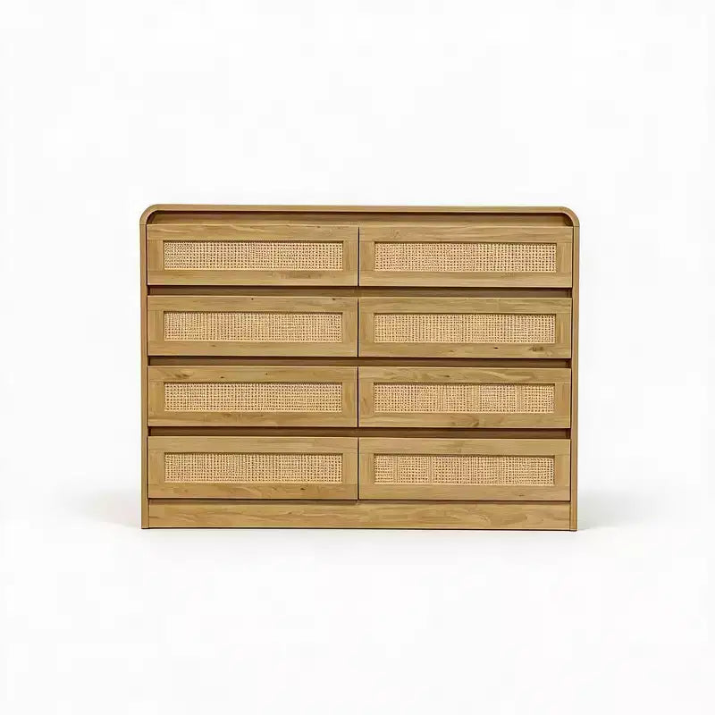 Single-rounded corner rattan 8-drawer chest