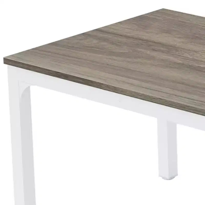 Table à manger en bois et fer, gris et blanc, 46